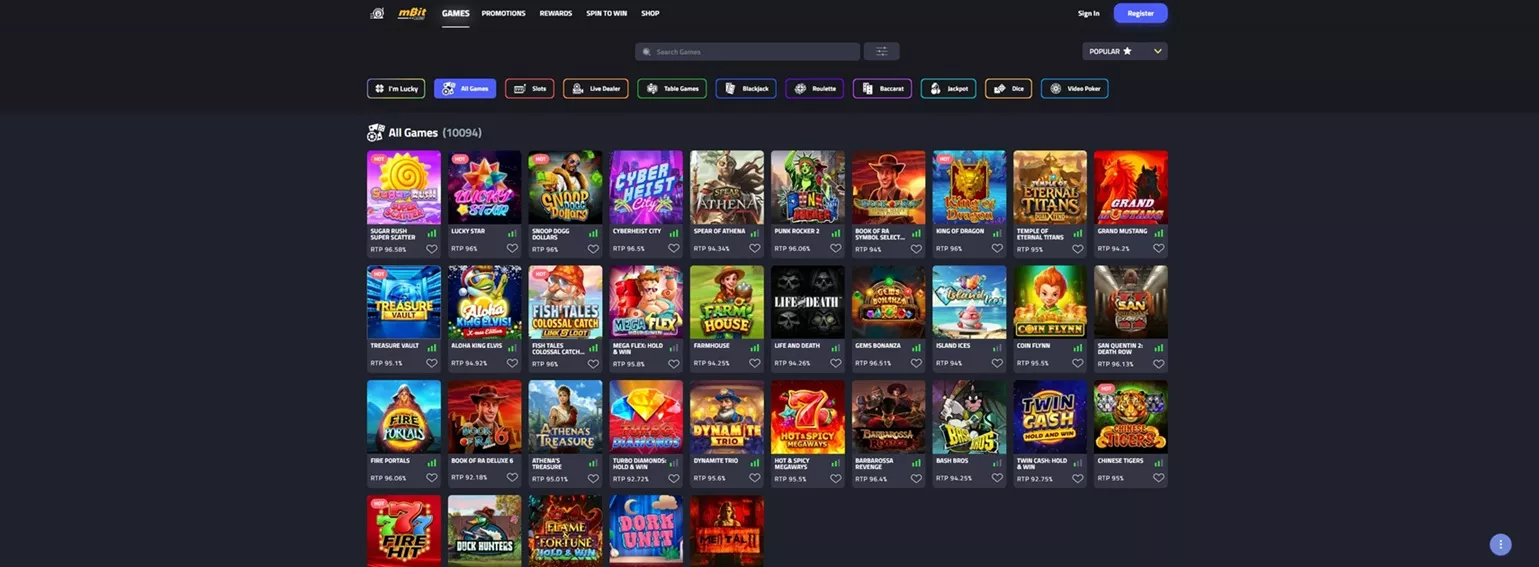 mBit Review: Casino