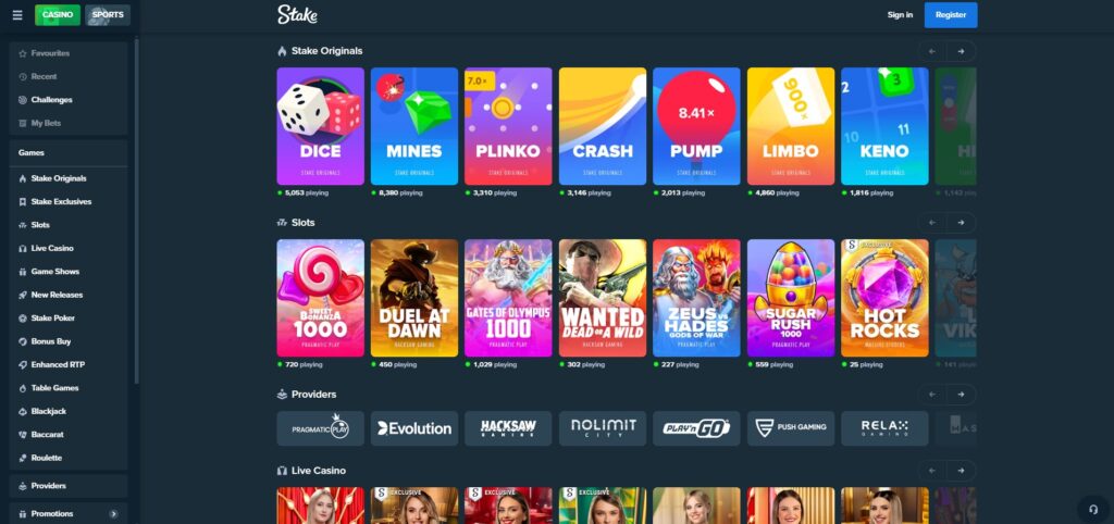 Stake Review: Casino Games