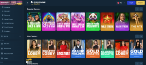 FortuneJack casino review game library screenshot