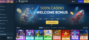 FortuneJack casino review homepage screenshot
