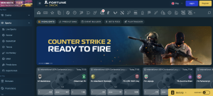 FortuneJack sportsbook review sports betting section screenshot