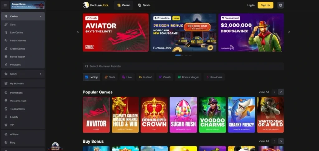 FortuneJack Review: Casino