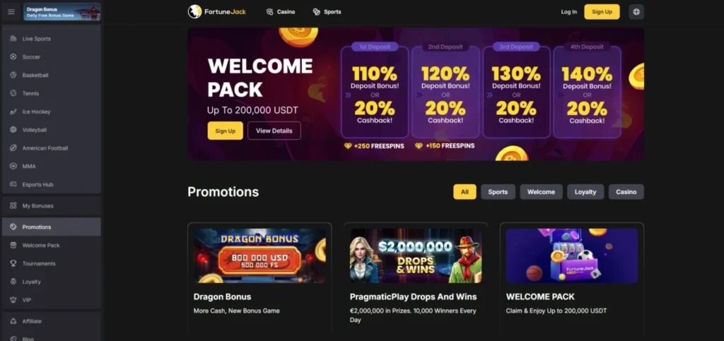 FortuneJack Review: Bonuses and Promotions