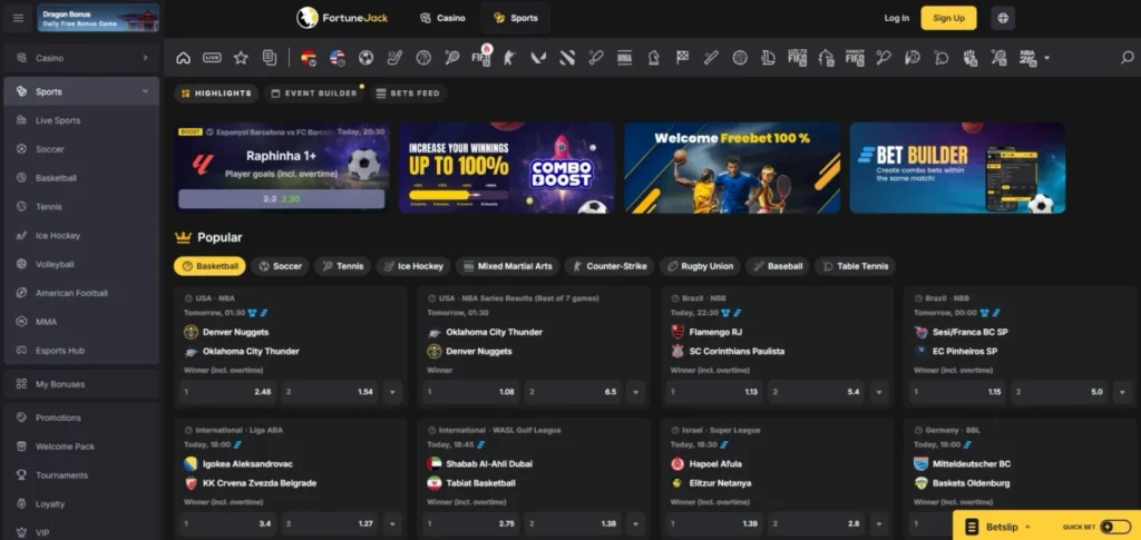 FortuneJack Review: Sportsbook