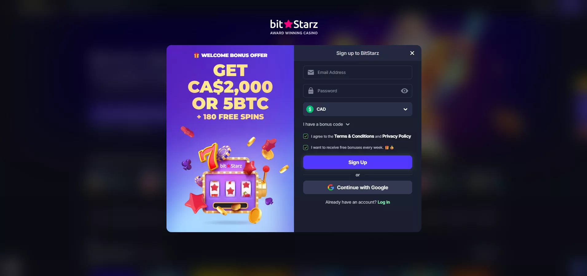 Bitstarz Review: Registration