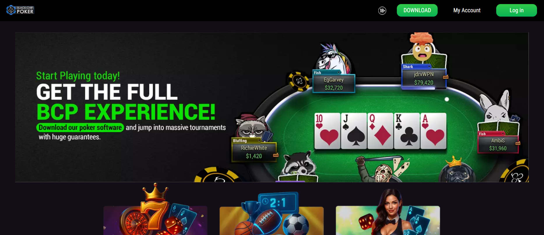 black chip poker review homepage screenshot