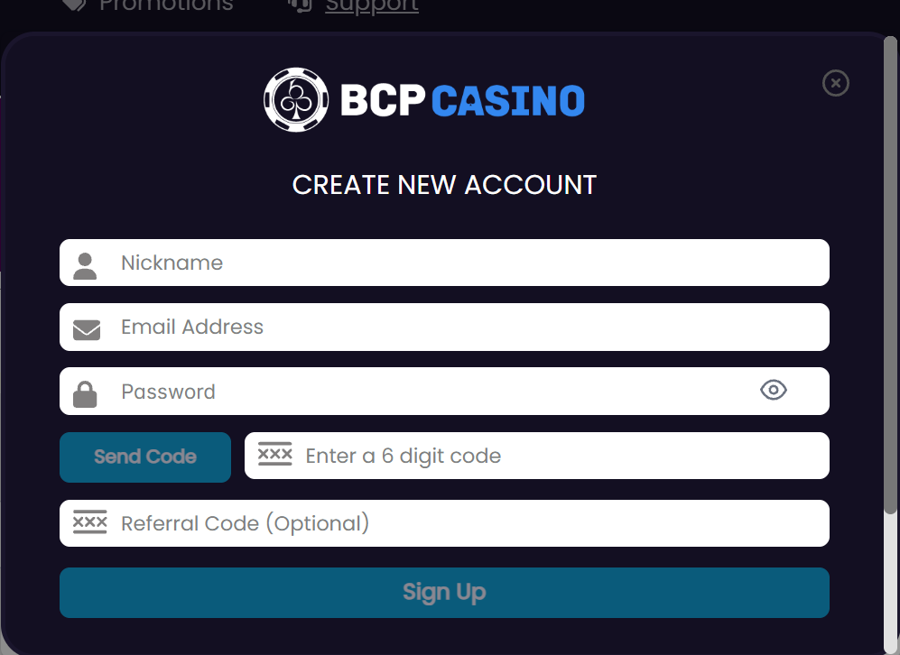 black chip poker review sign up form screenshot