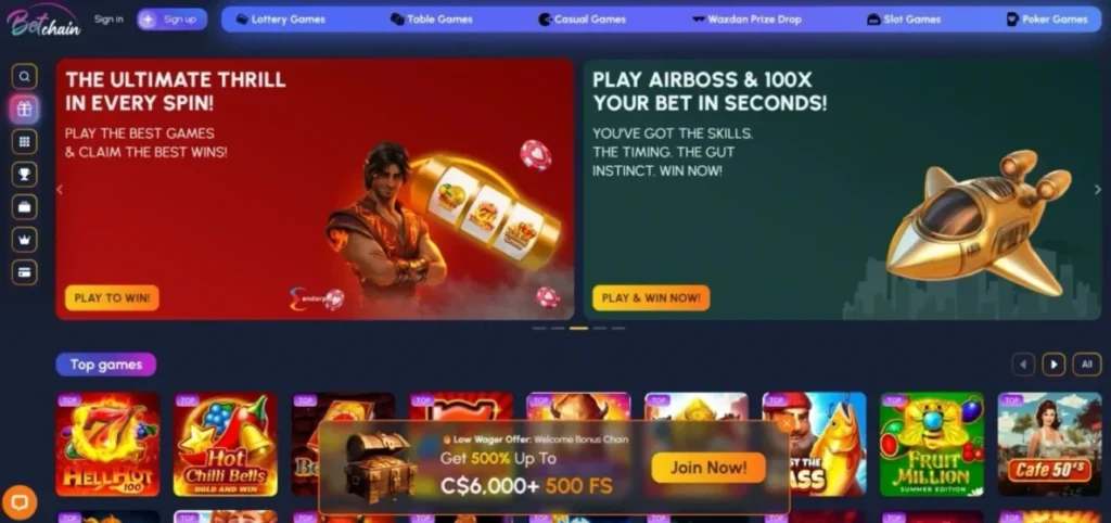 BetChain Review: Homepage