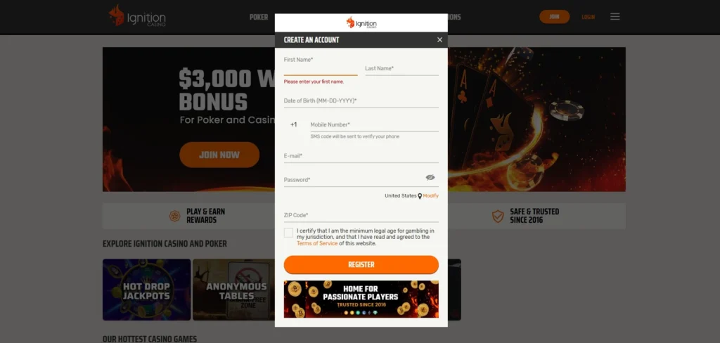 Ignition Casino Review: Registration