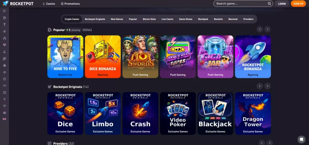 RocketPot Review: Casino