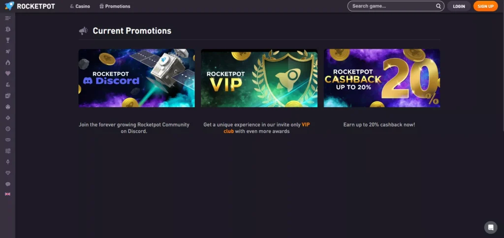 RocketPot Review: Bonuses and Promotions