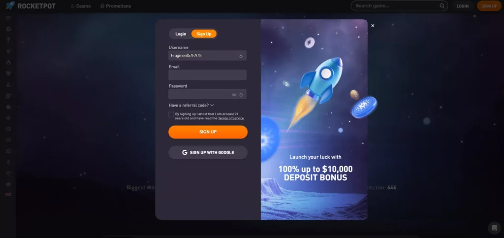 RocketPot Review: Registration