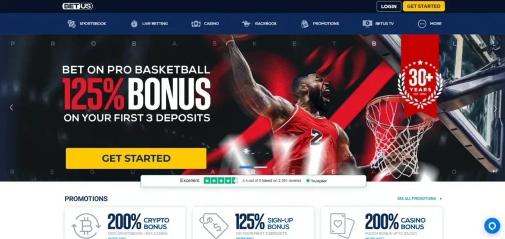BetUS Review: Homepage