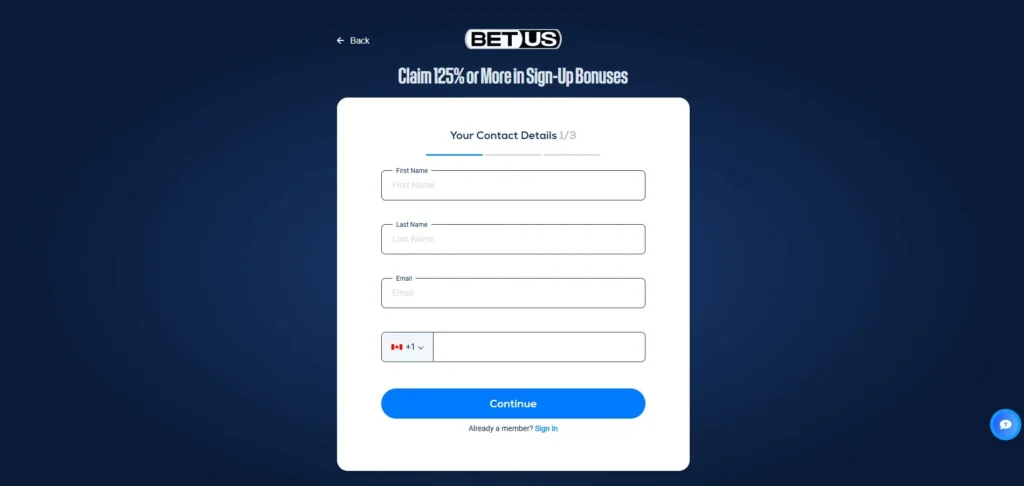 BetUS Review: Registration