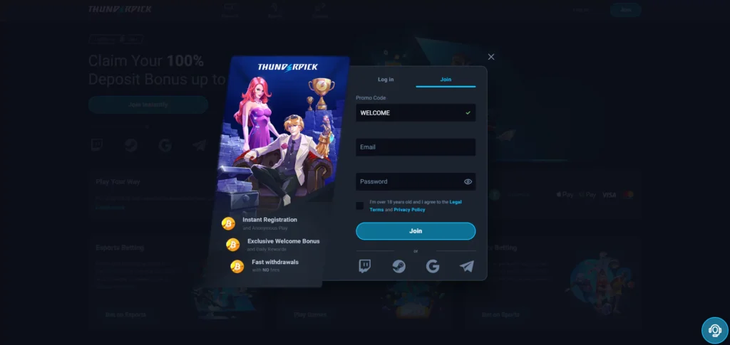 Thunderpick Review: Registration