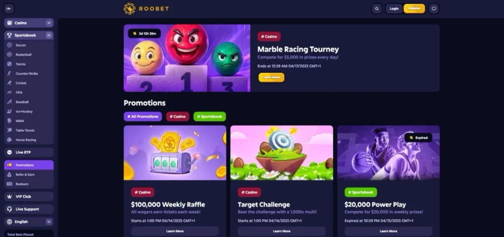 Roobet Review: Bonuses and Promotions