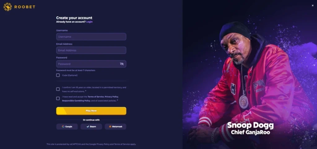Roobet Review: Registration