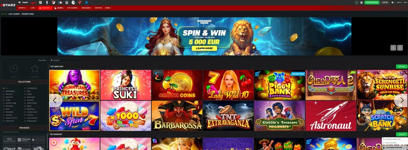 Interfejs kasyna 888starz