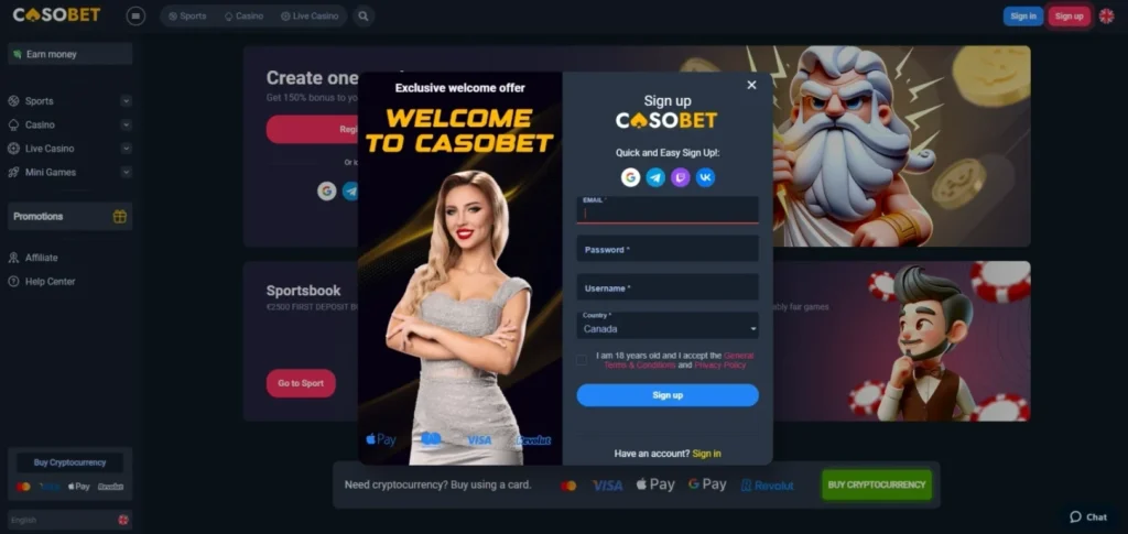 Casobet Review: Registration