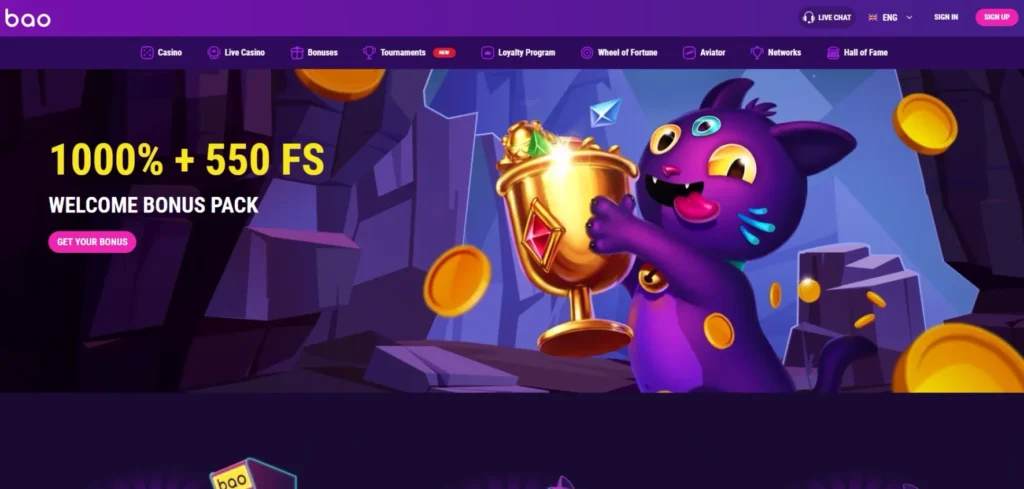 Bao Casino Review: Homepage
