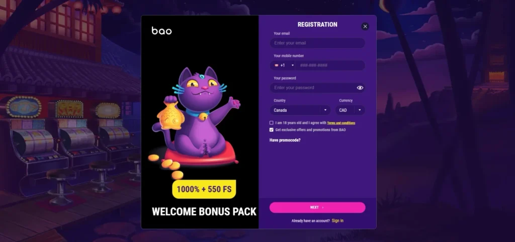 Bao Casino Review: Registration
