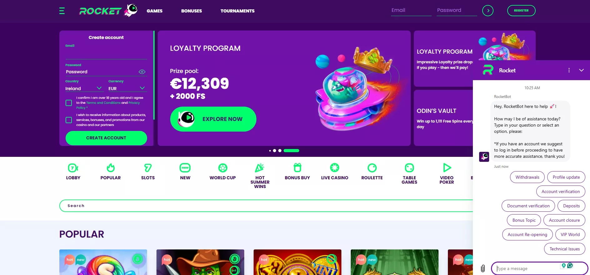 Casino Rocket Review: Customer Support