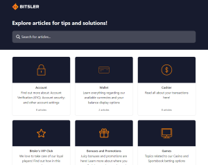 Bitsler review help desk screenshot