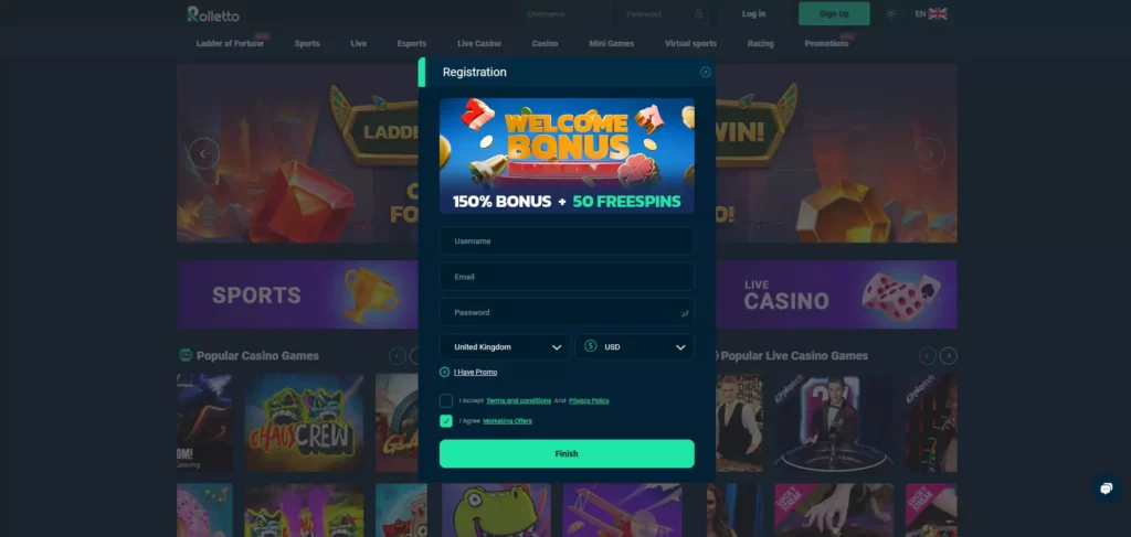 Rolletto Review: Registration