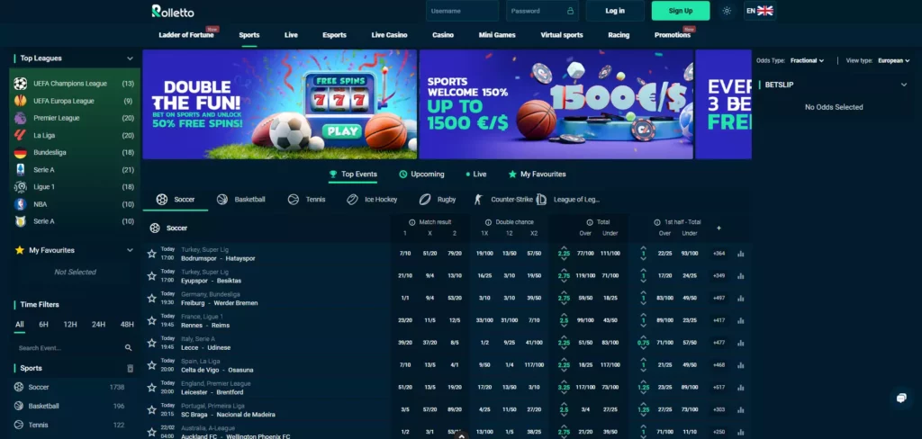 Rolletto Review: Sportsbook