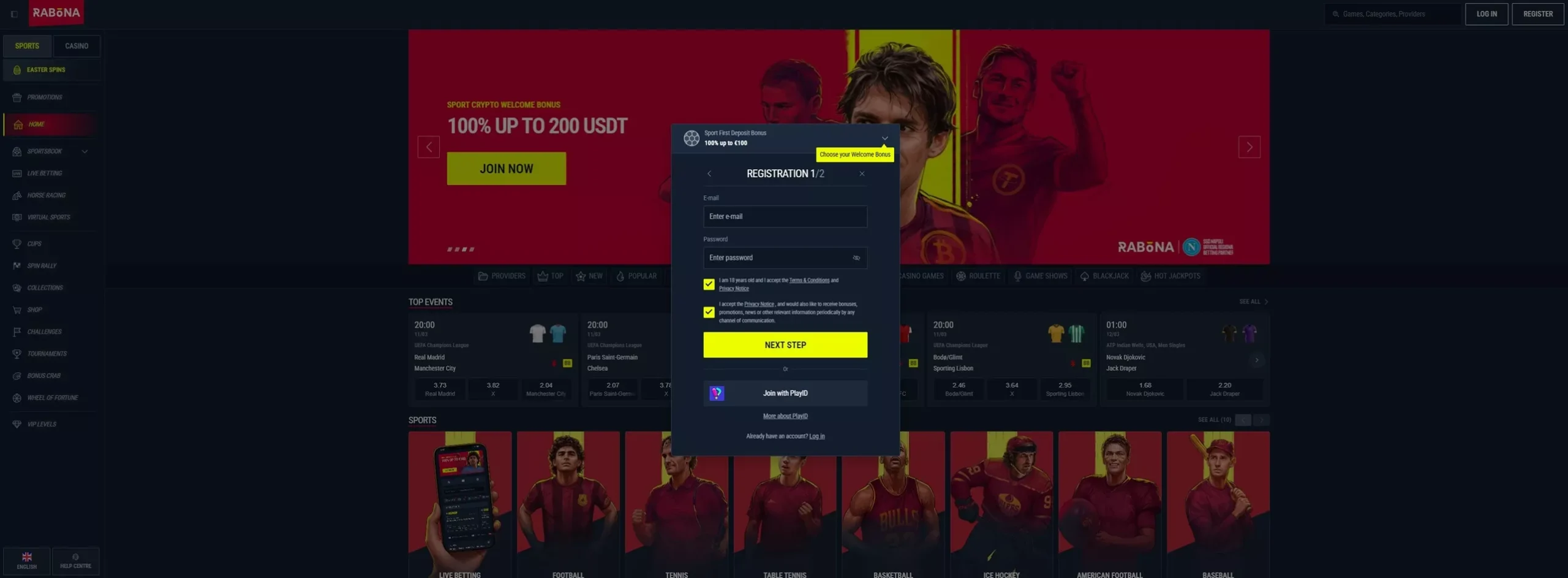 Rabona Review: Registration