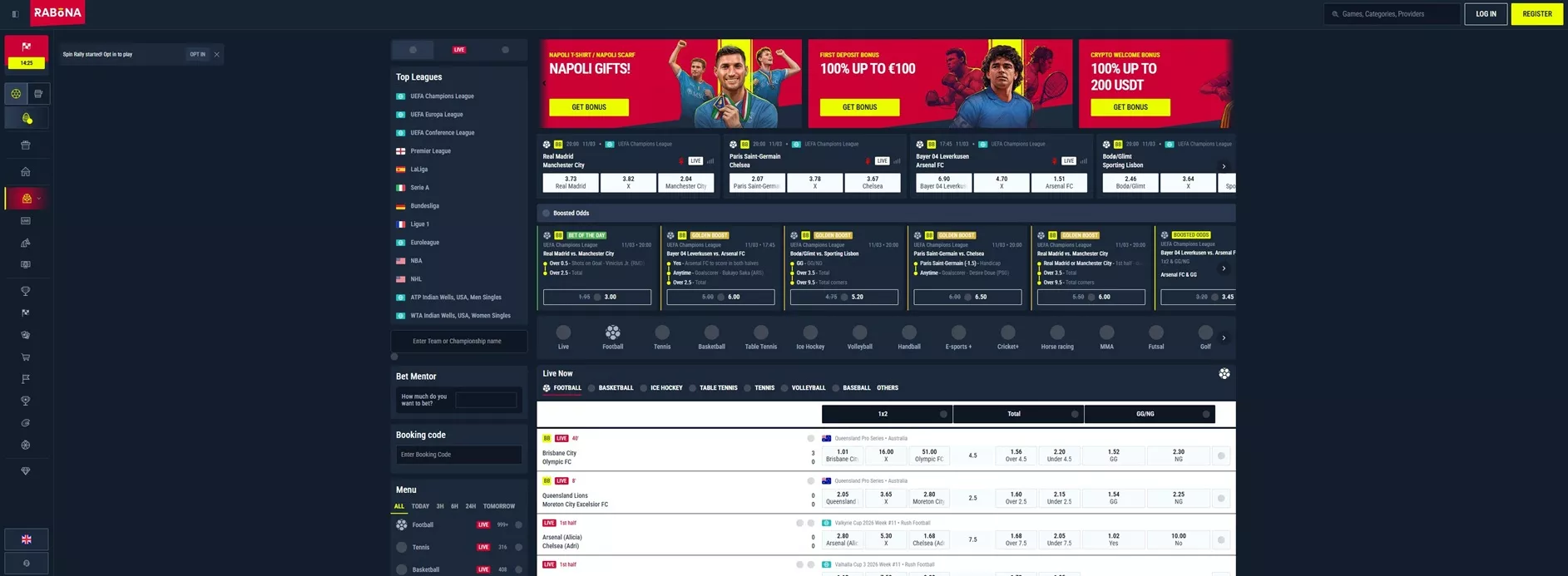 Rabona sportsbook képernyőkép