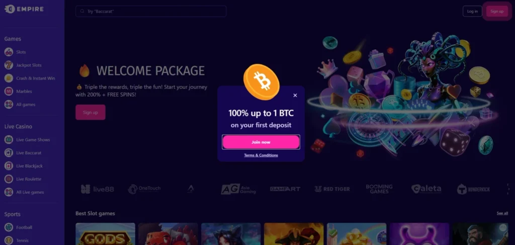 Empire.io Review: Homepage