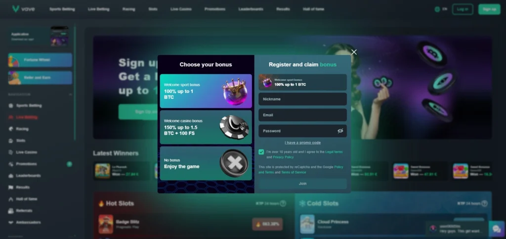 Vave Review: Registration