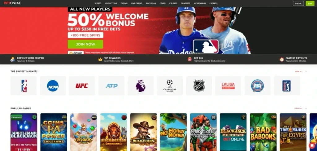 BetOnline Review: Homepage
