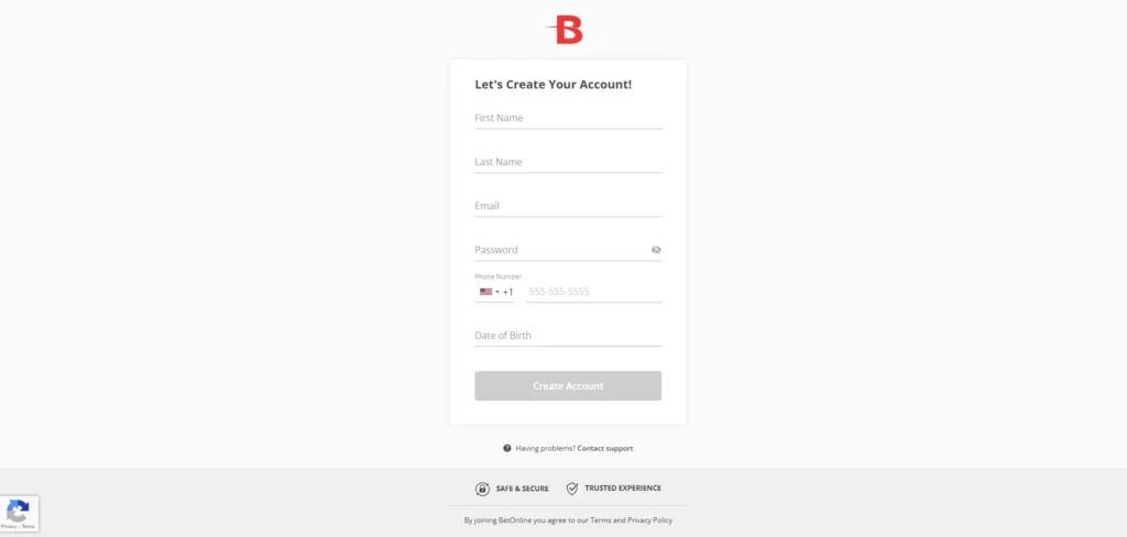 BetOnline Review: Registration