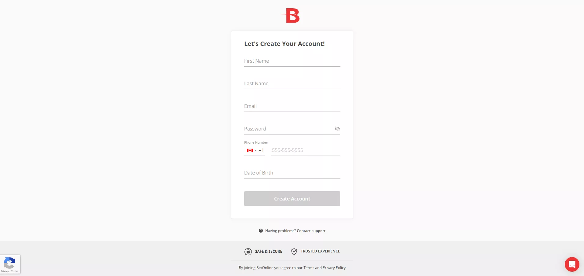 BetOnline Review: Registration