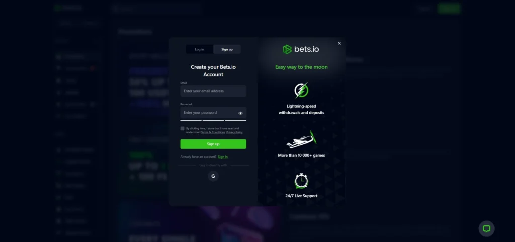 Bets.io Review: Registration