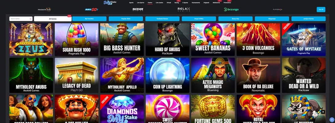 Screenshot of Mystake casino interface on mobile and desktop