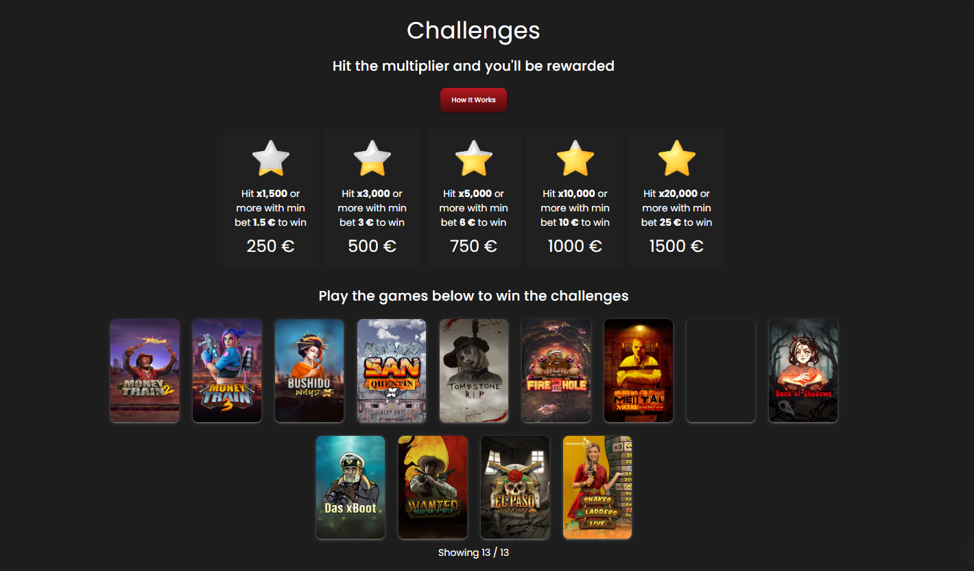 casinostars review challenges screenshot