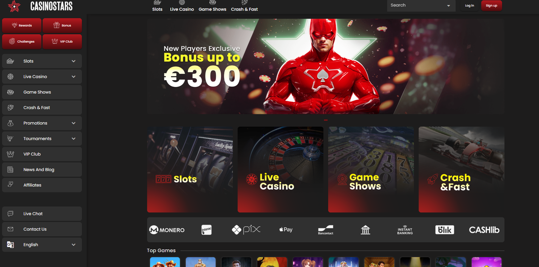 casinostars review homepage screenshot
