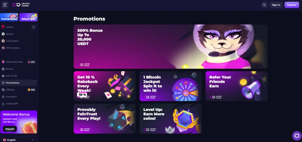 Crypto-Games.io Review - Bonuses and Promotions