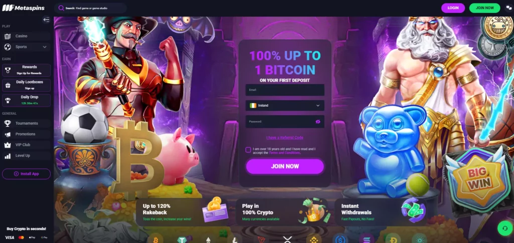Metaspins Review: Homepage