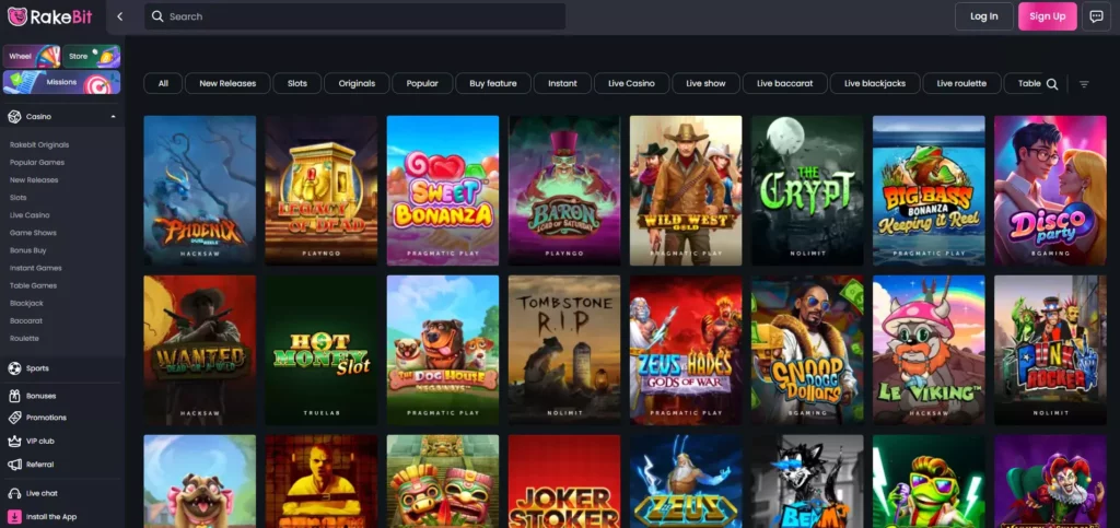 Rakebit Review: Casino