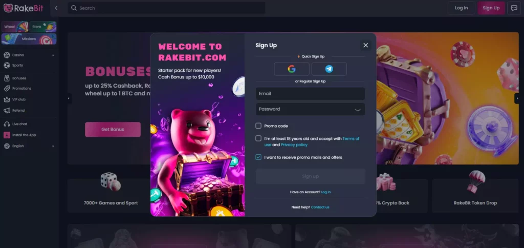 Rakebit Review: Registration