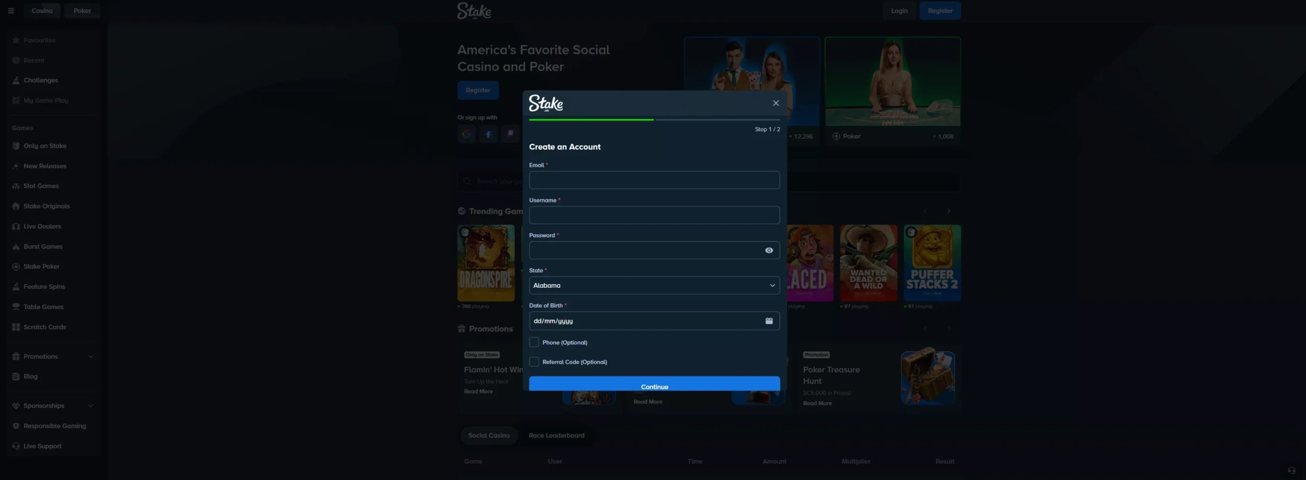 Stake.us Review: Registration