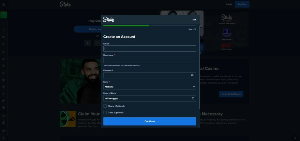 Stake.us Review: Registration