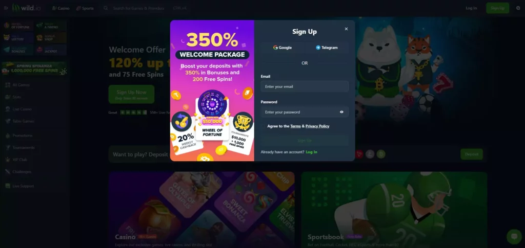 Wild.io Review: Registration