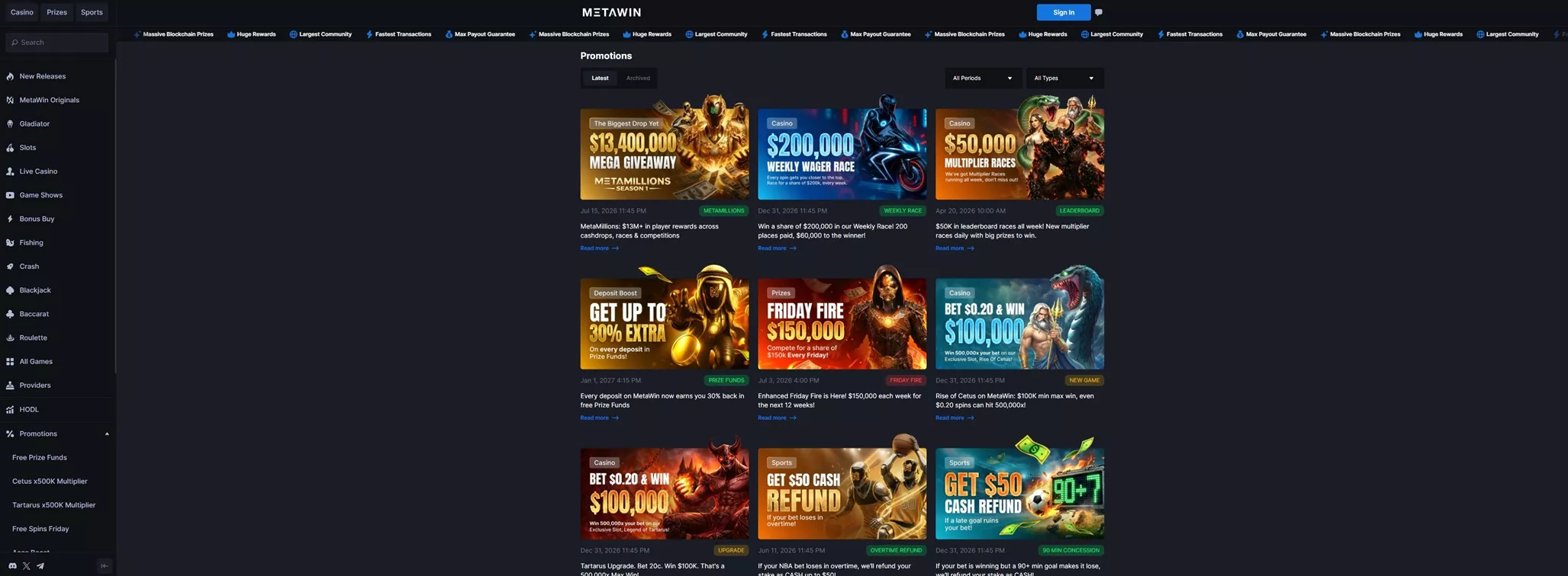 Metawin Review: Bonuses and Promotions