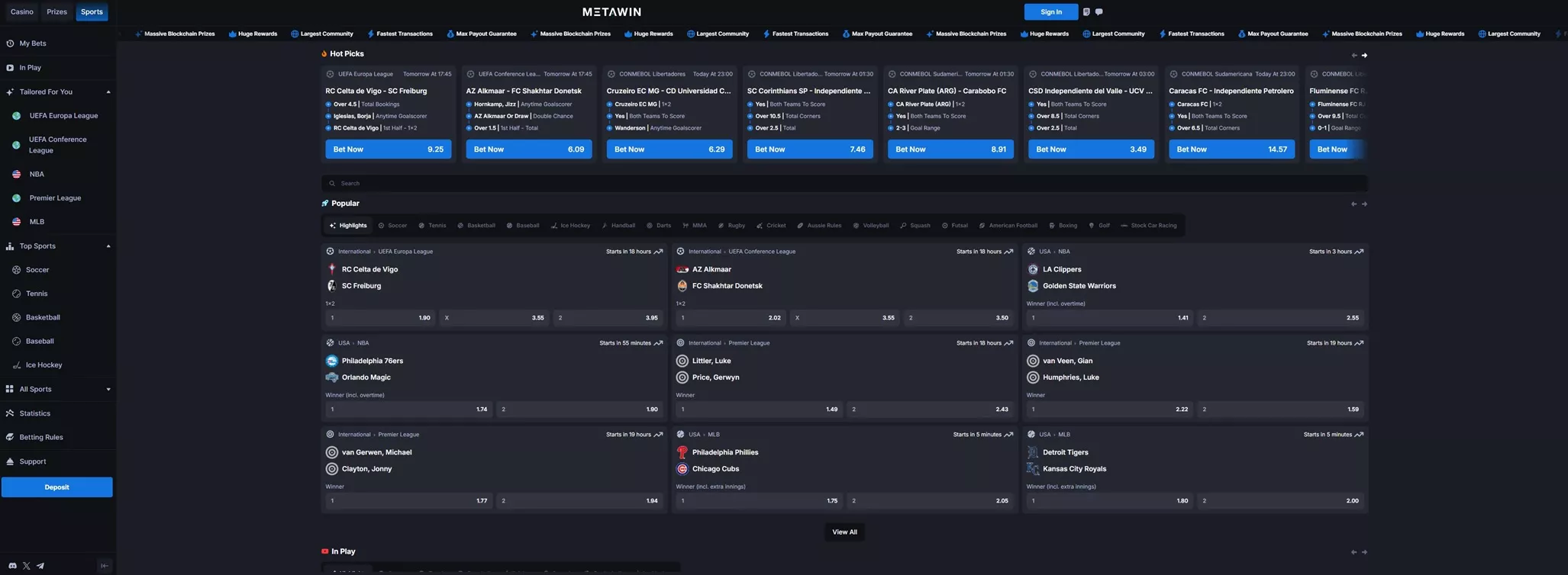 Metawin Review: Sportsbook