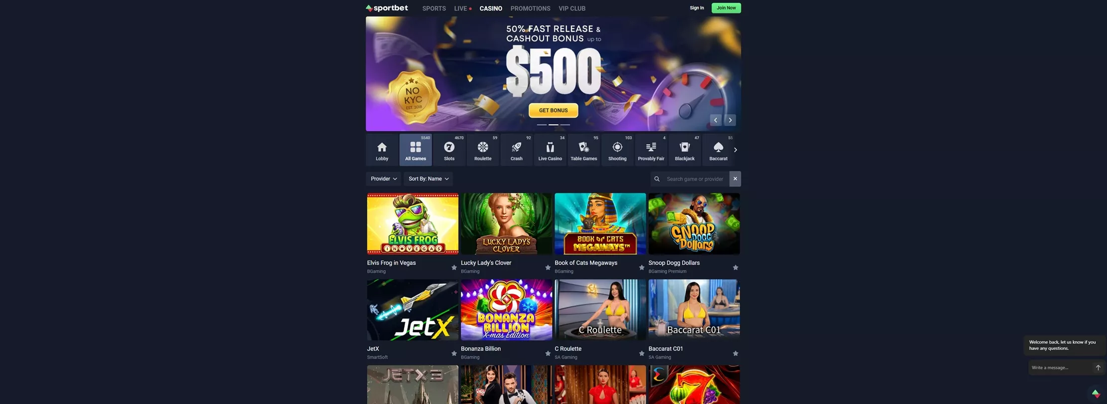 Sportbet.one Review: Casino